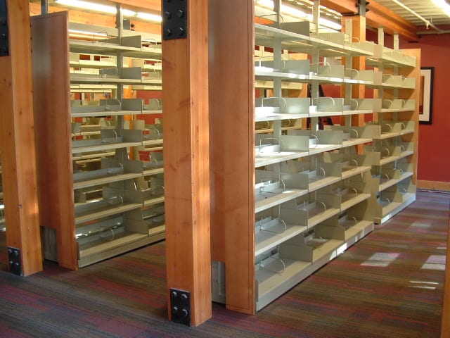 empty library shelving New York New Jersey
