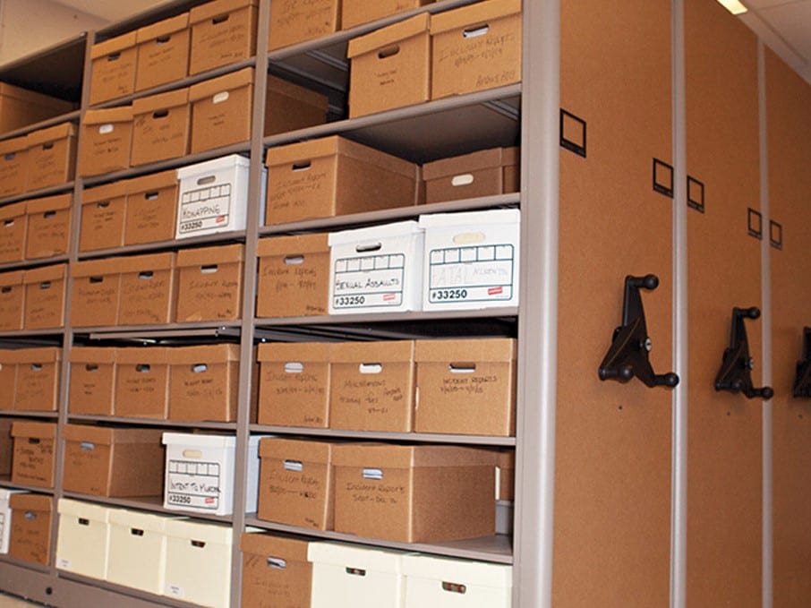 Government Storage file box and evidence storage in rolling shelving